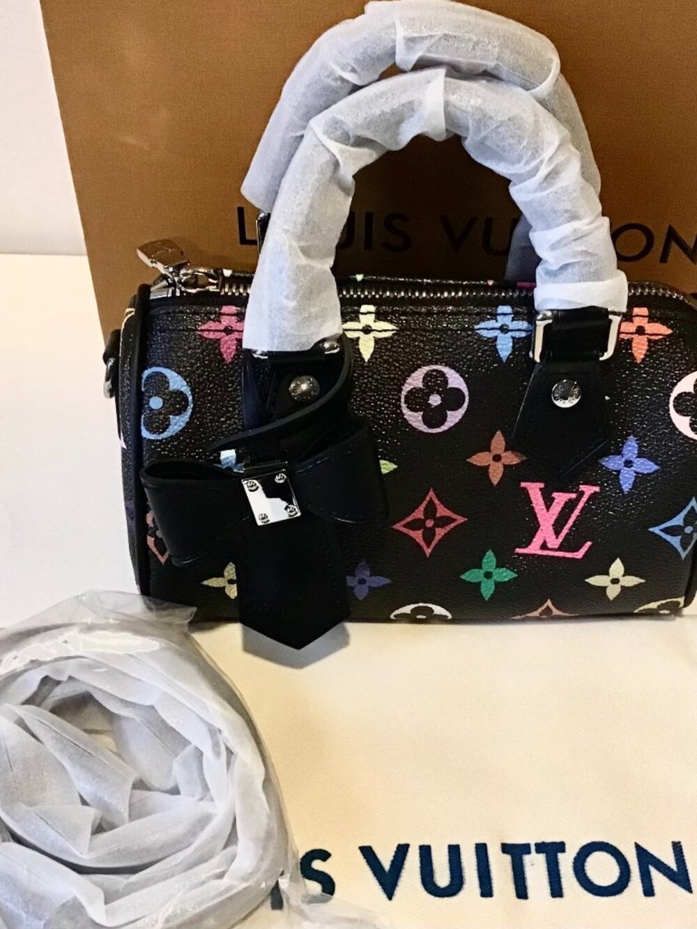 LOUIS VUITTON MINI TM X Murakami Monogram Multicolor Nano Speedy in Black